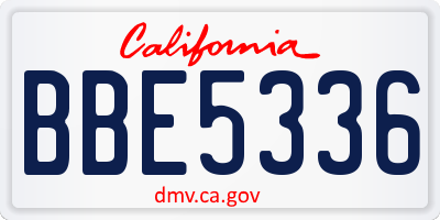 CA license plate BBE5336