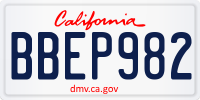 CA license plate BBEP982