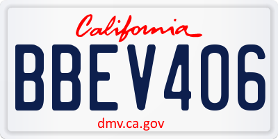 CA license plate BBEV406