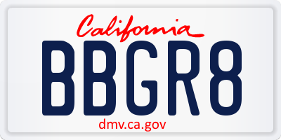 CA license plate BBGR8