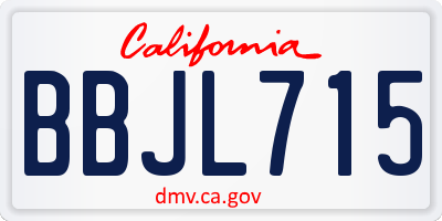 CA license plate BBJL715