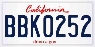 CA license plate BBK0252