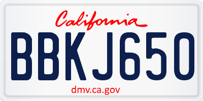 CA license plate BBKJ650