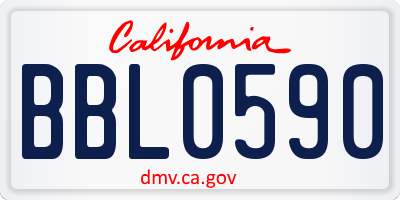 CA license plate BBL0590