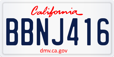 CA license plate BBNJ416