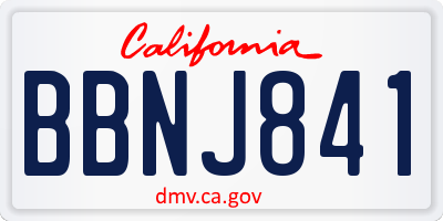 CA license plate BBNJ841