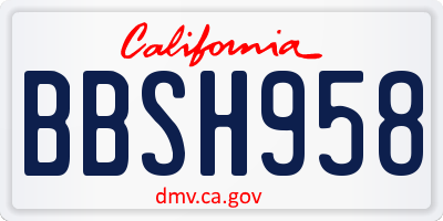 CA license plate BBSH958