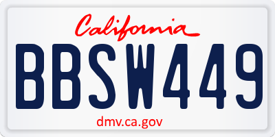 CA license plate BBSW449