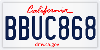 CA license plate BBUC868