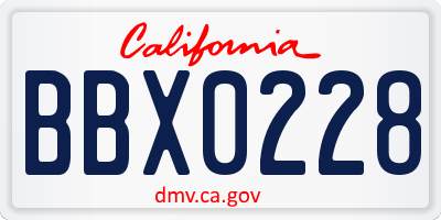 CA license plate BBX0228