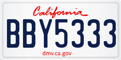 CA license plate BBY5333