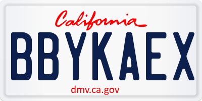 CA license plate BBYKAEX