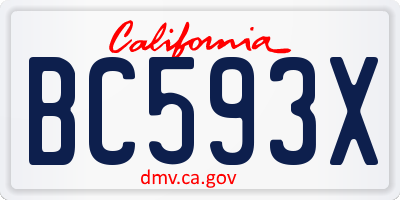 CA license plate BC593X