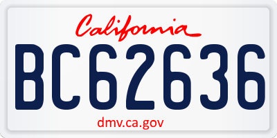 CA license plate BC62636