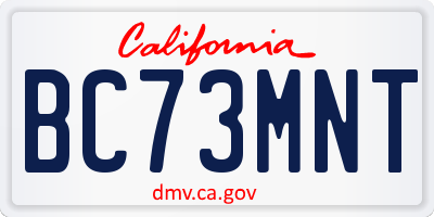 CA license plate BC73MNT