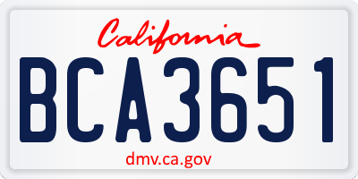 CA license plate BCA3651