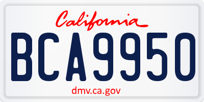 CA license plate BCA9950