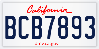 CA license plate BCB7893