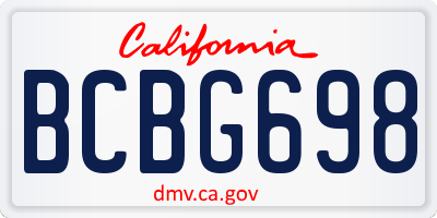 CA license plate BCBG698