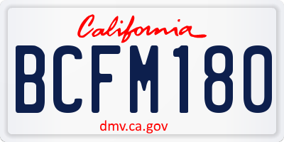 CA license plate BCFM180