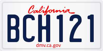 CA license plate BCH121