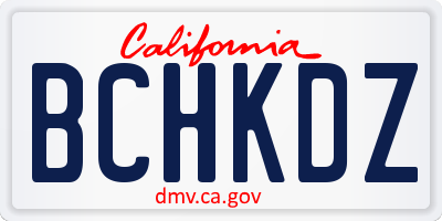 CA license plate BCHKDZ