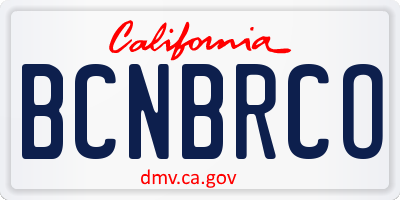 CA license plate BCNBRCO