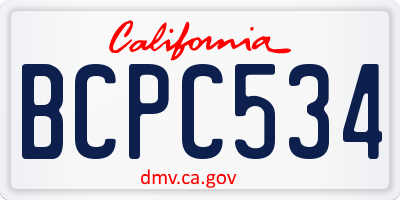 CA license plate BCPC534