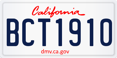 CA license plate BCT1910