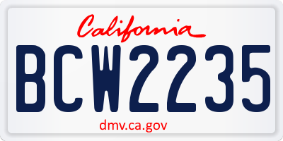 CA license plate BCW2235