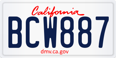 CA license plate BCW887