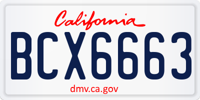 CA license plate BCX6663