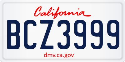 CA license plate BCZ3999