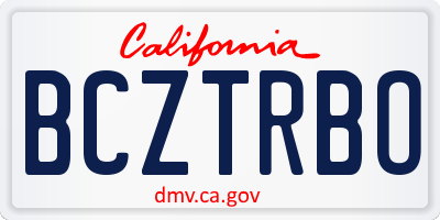 CA license plate BCZTRBO