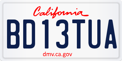 CA license plate BD13TUA