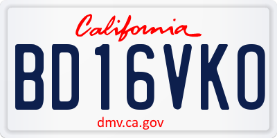 CA license plate BD16VKO