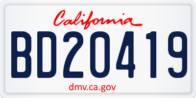 CA license plate BD20419