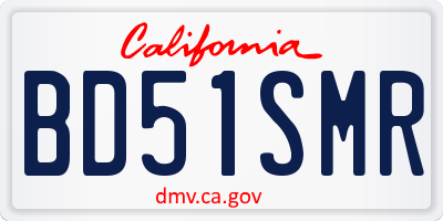 CA license plate BD51SMR