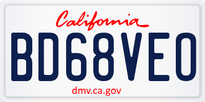 CA license plate BD68VEO