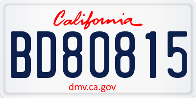 CA license plate BD80815