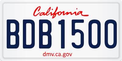 CA license plate BDB1500