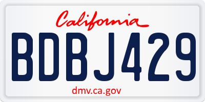 CA license plate BDBJ429