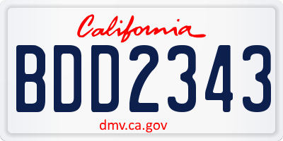 CA license plate BDD2343