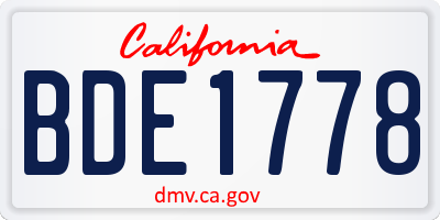 CA license plate BDE1778