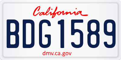 CA license plate BDG1589