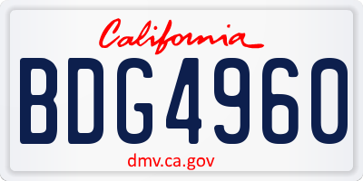 CA license plate BDG4960