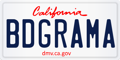 CA license plate BDGRAMA