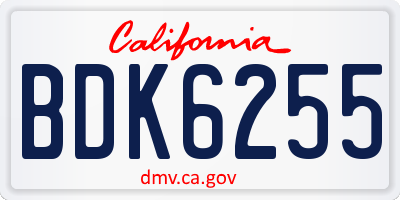 CA license plate BDK6255