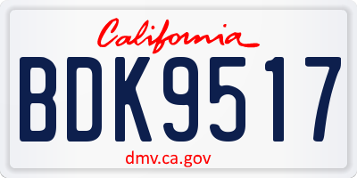 CA license plate BDK9517