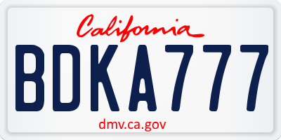 CA license plate BDKA777